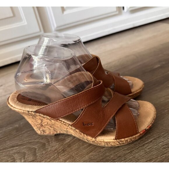 B.O.C. born concept brown leather wedges - Picture 1 of 8